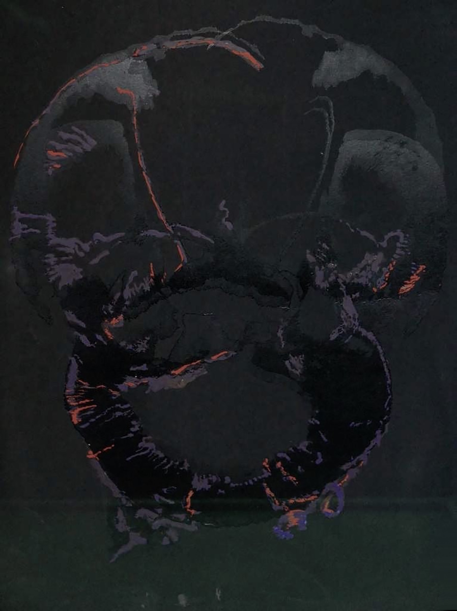 Fiorescienza-Teschio 2022, stampa digitale su carta gr 340 con intervento a china - unico.